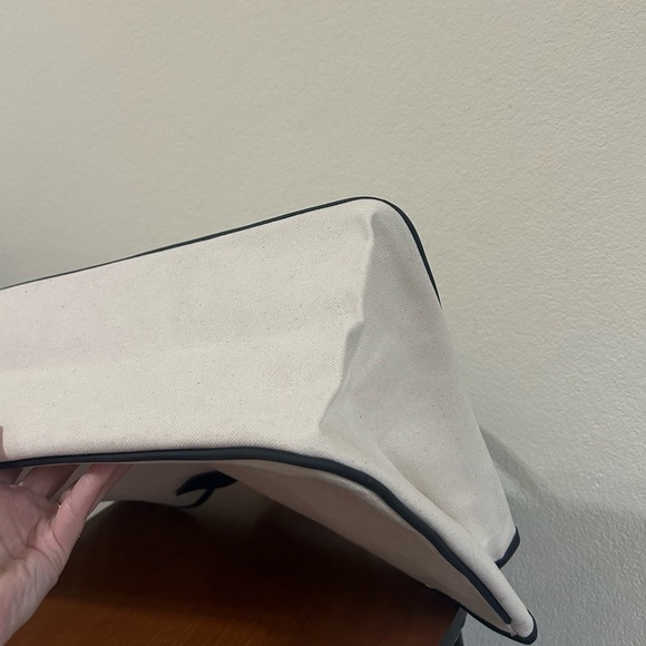 Santa Barbara Tote Bag Cotton Canvas Leather Handles Black/White Christmas Vibes - Picture 12 of 15